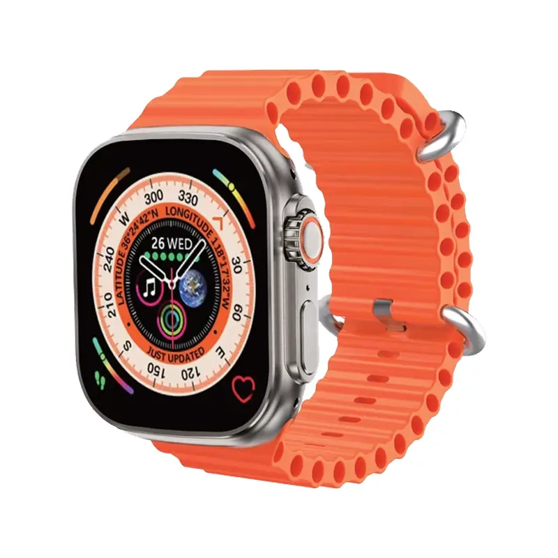 ساعت هوشمند BD3 بروفون بند نارنجی صفحه مربعی